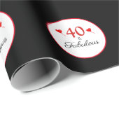 40歳と素晴らしいハート40歳の誕生日フォトブラック ラッピングペーパー (ロールコーナー)