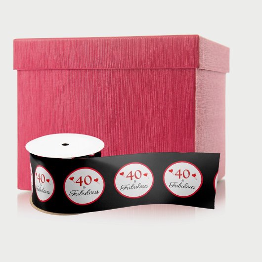 40歳と素晴らしいハート40歳の誕生日ブラック サテンリボン