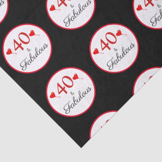 40歳と素晴らしいハート40歳の誕生日ブラック 薄葉紙 (詳細)