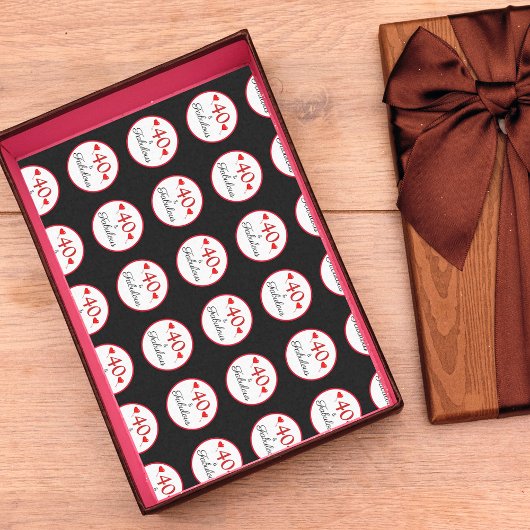 40歳と素晴らしいハート40歳の誕生日ブラック 薄葉紙