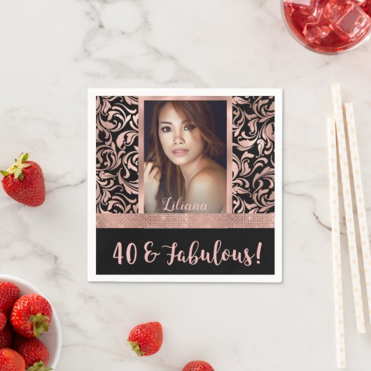 40歳と素晴らしいバラ金ゴールドダマスク40歳の誕生日 スタンダードカクテルナプキン (インサイチュ)