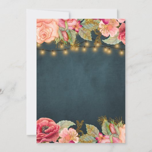 40歳と素晴らしいフローラスタイリッシュ40歳の誕生日パーティー 招待状 (裏面)