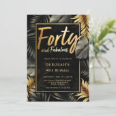 40歳と素晴らしいブラック&金ゴールド40歳の誕生日 招待状 (スタンド正面)