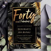 40歳と素晴らしいブラック&金ゴールド40歳の誕生日 招待状