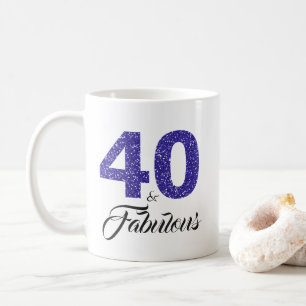 40歳と素晴らしいブルーグリッター40歳の誕生日 コーヒーマグカップ