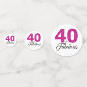 40歳と素晴らしいホットピンクグリッター40歳の誕生日 コンフェッティ (正面)