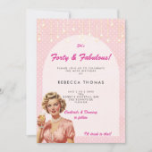 40歳と素晴らしいレトロピンクの誕生日の招待状 招待状 (正面)