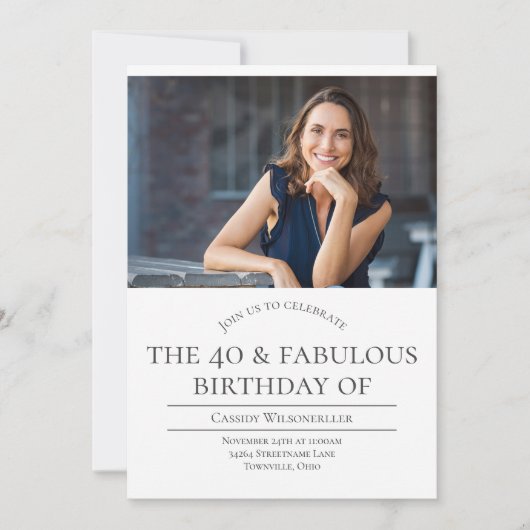 40歳と素晴らしい写真40歳の誕生日 招待状 (正面)
