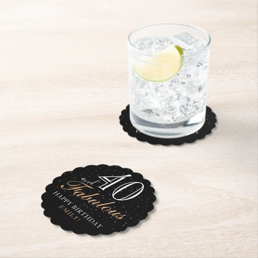 40歳と素晴らしい引用文ブラックエレガント40歳の誕生日 ペーパーコースター (インサイチュ)