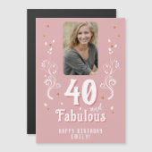 40歳と素晴らしい葉ピンク写真40歳の誕生日 (正面/裏面)