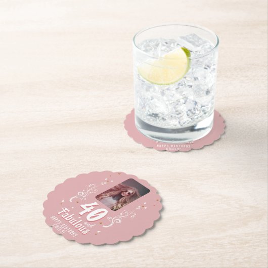 40歳と素晴らしい葉ピンク写真40歳の誕生日 ペーパーコースター (インサイチュ)