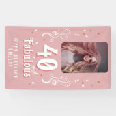 40歳と素晴らしい葉ピンク写真40歳の誕生日 横断幕 (横)