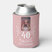 40歳と素晴らしい葉ピンク写真40歳の誕生日 缶クーラー (缶正面)