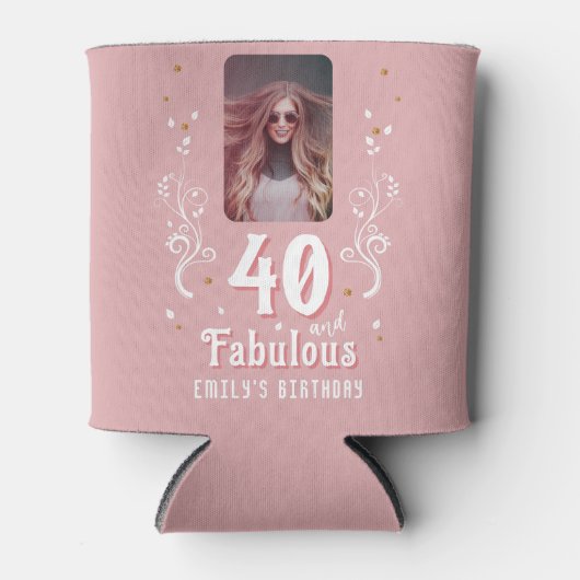40歳と素晴らしい葉ピンク写真40歳の誕生日 缶クーラー (正面)