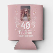 40歳と素晴らしい葉ピンク写真40歳の誕生日 缶クーラー (裏面)