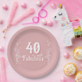 40歳と素晴らしい葉ピンク40歳の誕生日 ペーパープレート (パーティー)