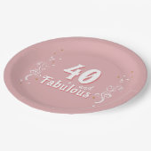 40歳と素晴らしい葉ピンク40歳の誕生日 ペーパープレート (アングル)