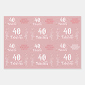 40歳と素晴らしい葉ピンク40歳の誕生日 ラッピングペーパーシート (正面2)