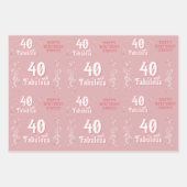 40歳と素晴らしい葉ピンク40歳の誕生日 ラッピングペーパーシート (正面)