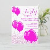 40歳と素晴らしい誕生日パーティネオンピンク 招待状 (スタンド正面)