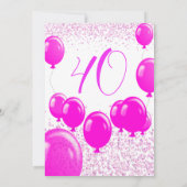 40歳と素晴らしい誕生日パーティネオンピンク 招待状 (裏面)