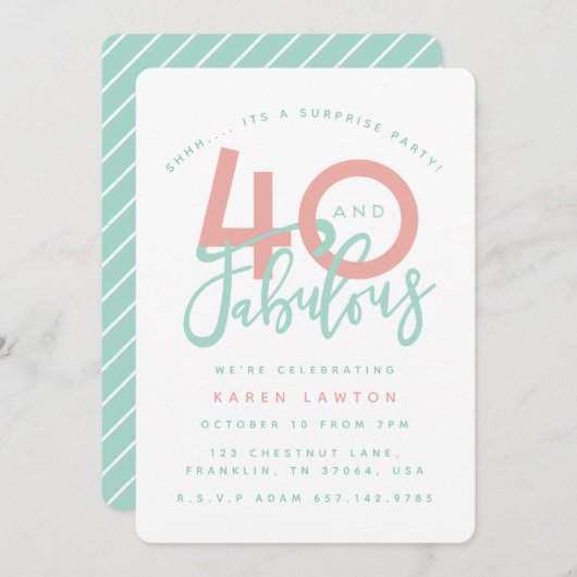 40歳と素晴らしい誕生日パーティーの招待 招待状 (正面/裏面)