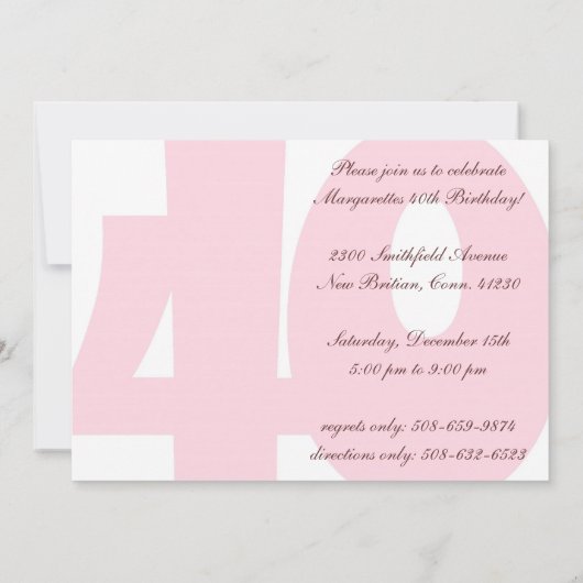 40歳と素晴らしい誕生日パーティーの招待 招待状 (裏面)