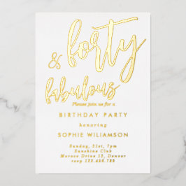 40歳と素晴らしい金ゴールドの誕生日 箔招待状