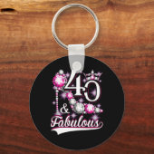 40歳と素晴らしい40歳の誕生日ダイヤモンド キーホルダー (正面)