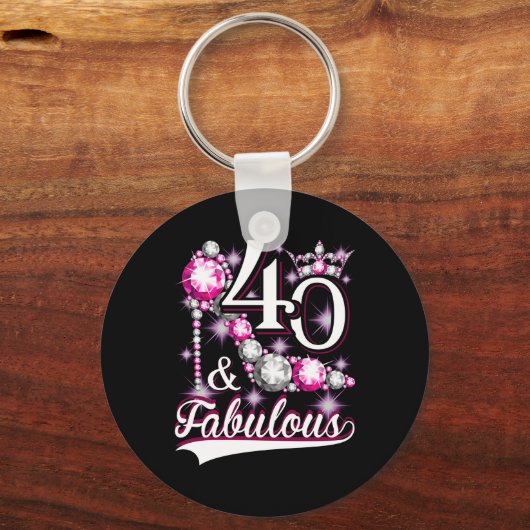 40歳と素晴らしい40歳の誕生日ダイヤモンド キーホルダー (正面)