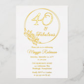 40歳と素晴らしい40歳の誕生日パーティースタンプ 箔招待状 (正面)