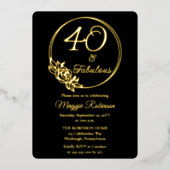 40歳と素晴らしい40歳の誕生日パーティースタンプ 箔招待状 (正面)