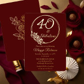 40歳と素晴らしい40歳の誕生日パーティースタンプ 箔招待状