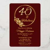 40歳と素晴らしい40歳の誕生日パーティースタンプ 箔招待状 (正面)