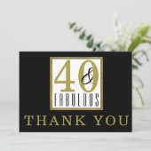40歳と素晴らしい40歳の誕生日パーティーブラック金ゴールド サンキューカード (スタンド正面)