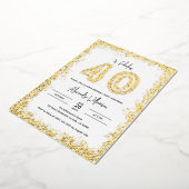 40歳と素晴らしい40歳の誕生日パーティー実在金ゴールド 箔招待状 (回転した状態)