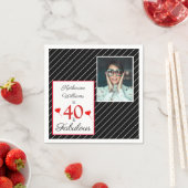 40歳と素晴らしい40歳の誕生日フォトブラック紙 スタンダードカクテルナプキン (インサイチュ)