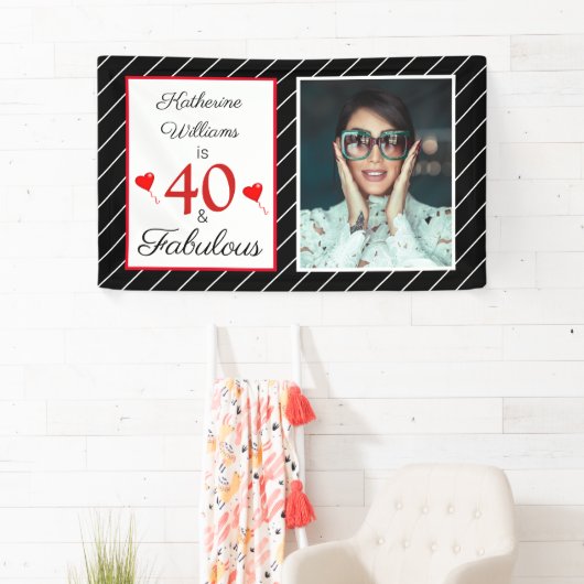 40歳と素晴らしい40歳の誕生日フォト白黒3 x 5 横断幕 (インサイチュ)