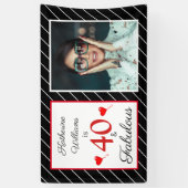 40歳と素晴らしい40歳の誕生日フォト白黒3 x 5 横断幕 (縦)