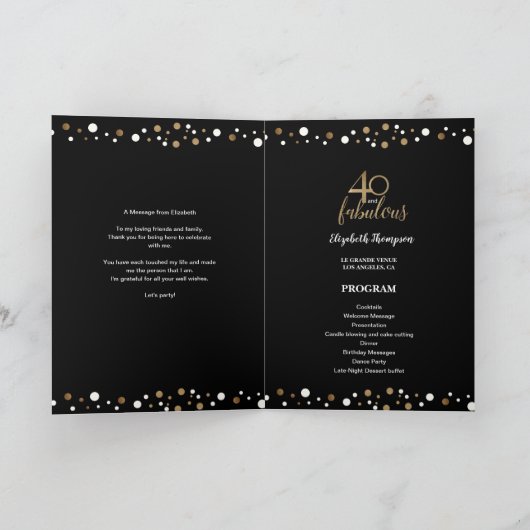 40歳と素晴らしい40歳の誕生日プログラム プログラム (内部)