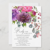 40歳と素晴エレガントらしいフローラ40歳の誕生日 招待状 (正面)