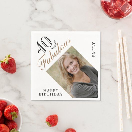 40歳と素晴エレガントらしい台本の写真40歳の誕生日 スタンダードカクテルナプキン (インサイチュ)