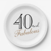 40歳と素晴エレガントらしい台本の女性40歳の誕生日 ペーパープレート (正面)