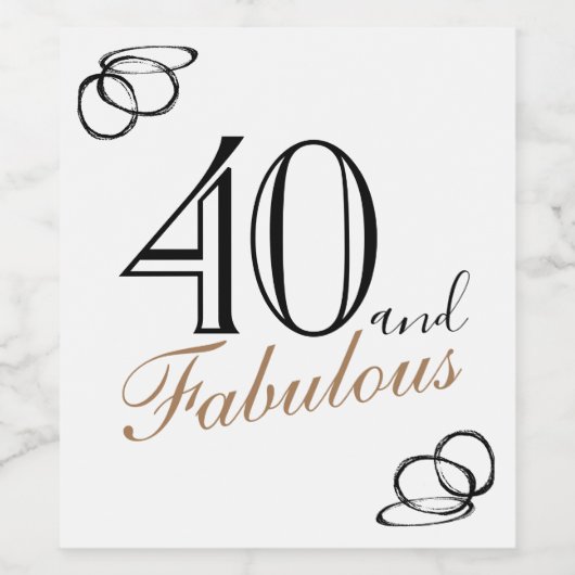 40歳と素晴モダンらしい女性40歳の誕生日 ワインラベル (シングルラベル)