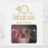 40歳と40歳エレガントの誕生日の写真 ワインラベル (シングルラベル)