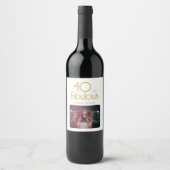 40歳と40歳エレガントの誕生日の写真 ワインラベル (正面)