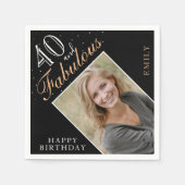 40歳と40歳エレガントの誕生日パーティー写真 スタンダードカクテルナプキン (正面)