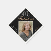 40歳と40歳エレガントの誕生日パーティー写真 スタンダードカクテルナプキン (角)