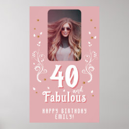 40歳にして最高に素敵な フォリアージ ピンク フォト 40歳の誕生日 ポスター