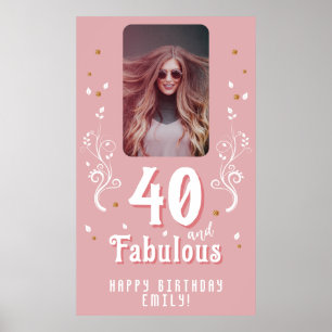 40歳にして最高に素敵な フォリアージ ピンク フォト 40歳の誕生日 ポスター